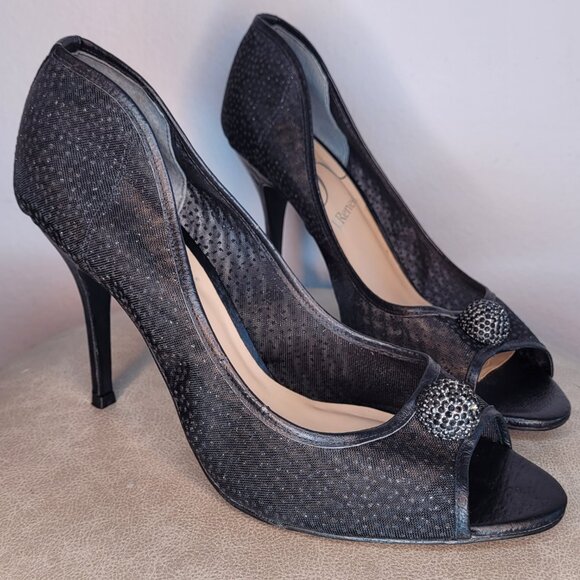 J. Renee Genette Black Mesh Peep Toe Pumps – Size 12 – Worn Once - Picture 3 of 10